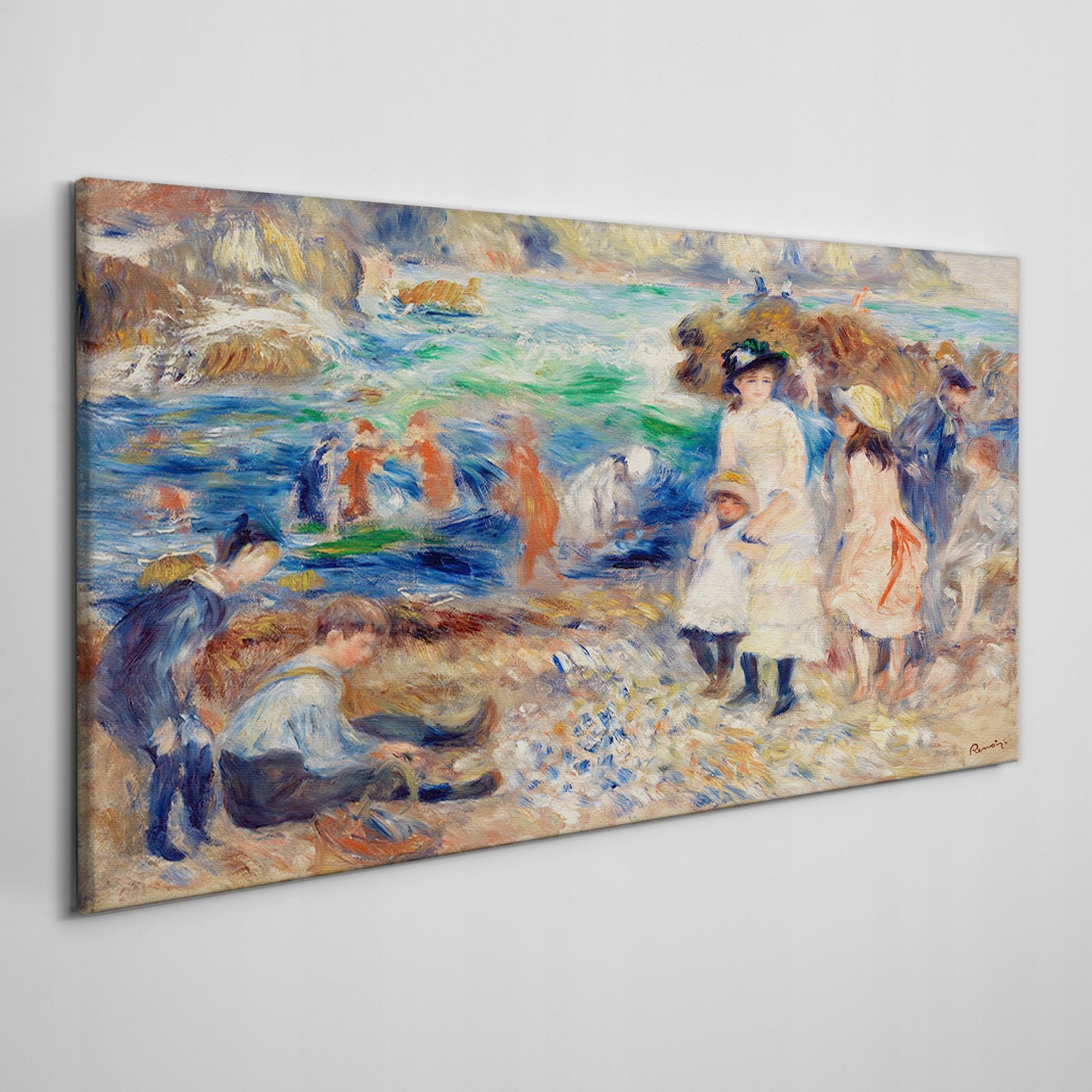 

Obraz na płótnie Wybrzeże ludzie fale skały 120x60