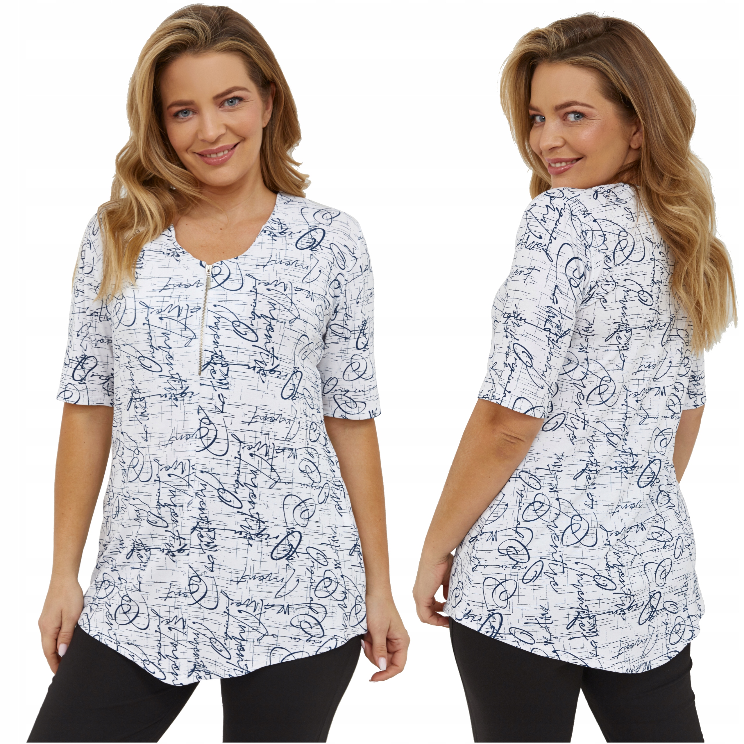 Dámská tunika Velké velikosti Plus Size Krátký rukáv Polský Výrobce