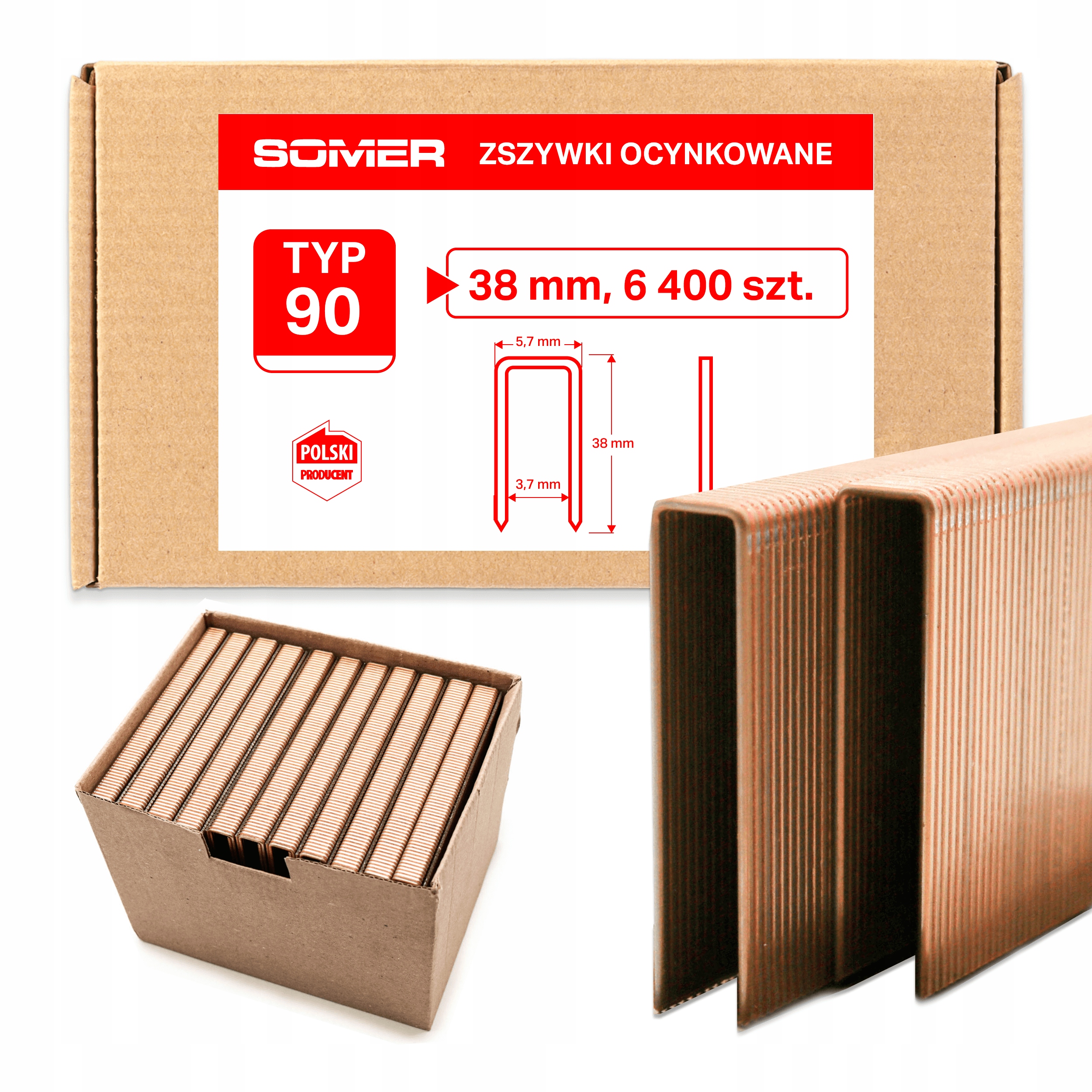 Truhlářské sponky typ 90 GA18 (Pansam, E, L) pro sešívačku 38 mm 6 400 ks