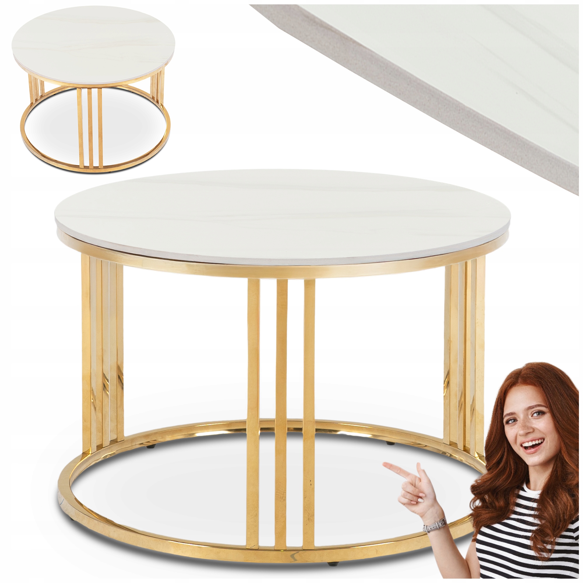 Kulatý kuchyňský stůl do obývacího pokoje Jídelny Kuchyně Malý Bílý Korin Ø70