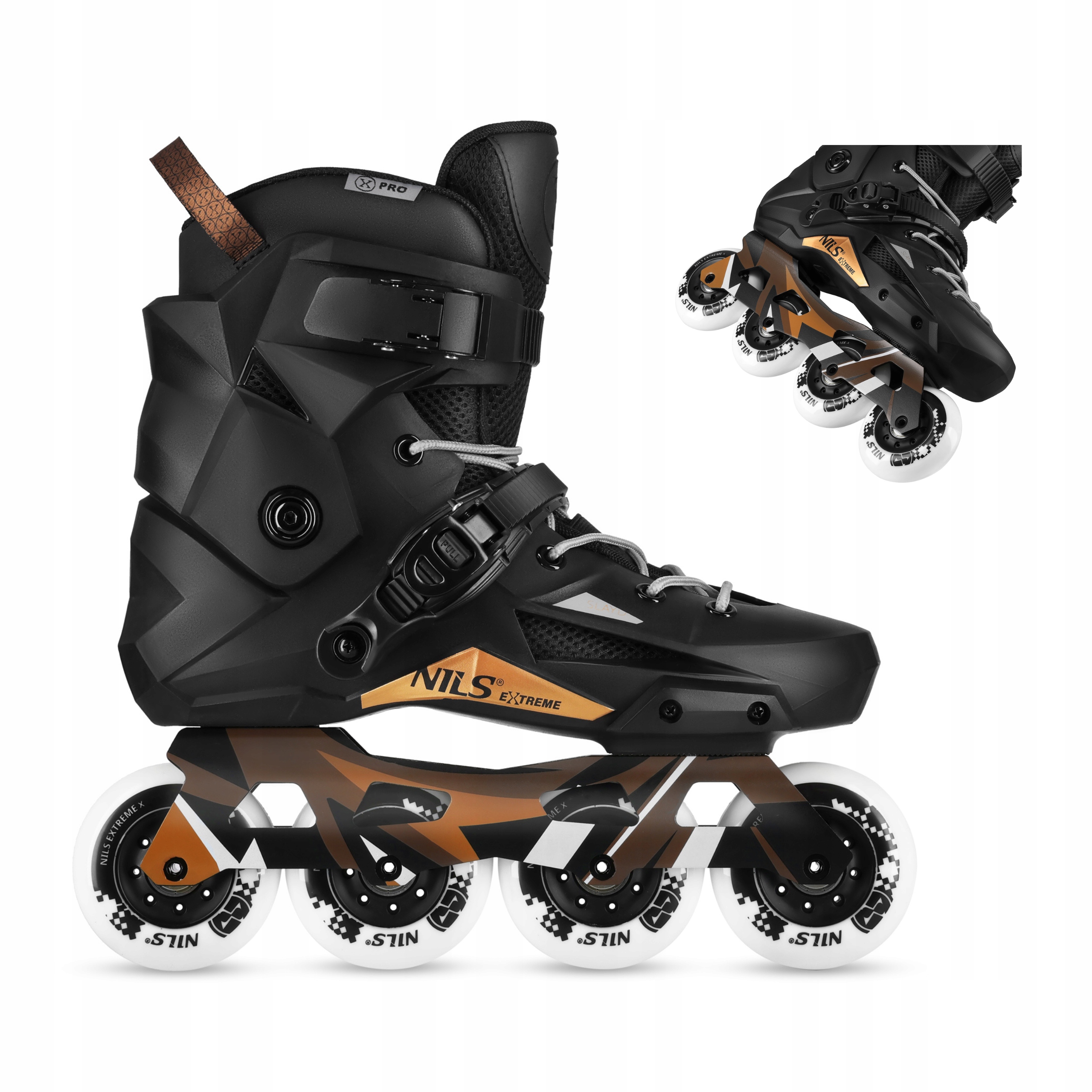 Rolki profesjonalne slalomowe czarne twarda skorupa rozmiar 43 Nils Extreme