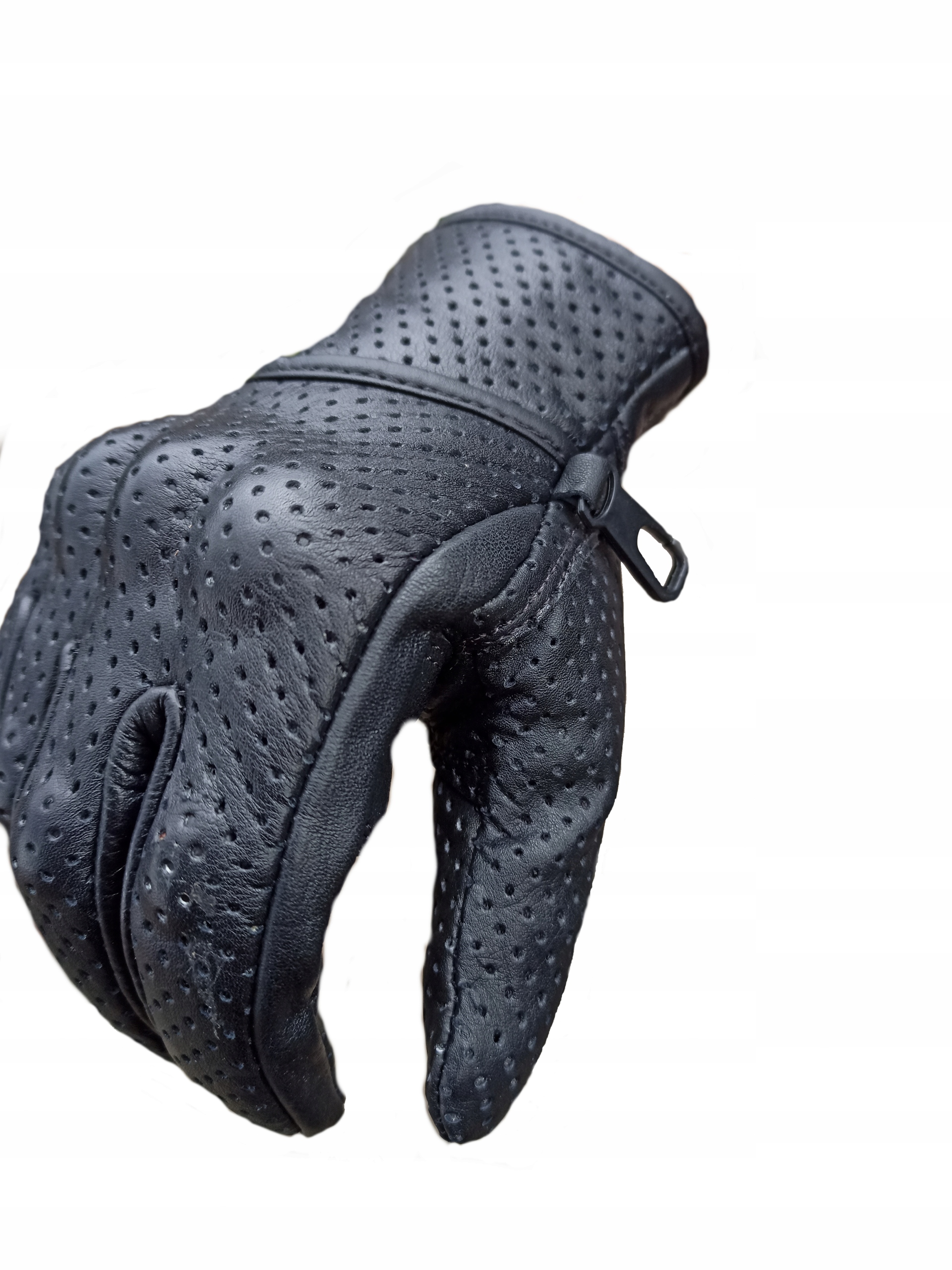 Klasyczne rekawice Motocyklowe Skórzane czarne Na lato dziurki rozmiar M Producent BC101