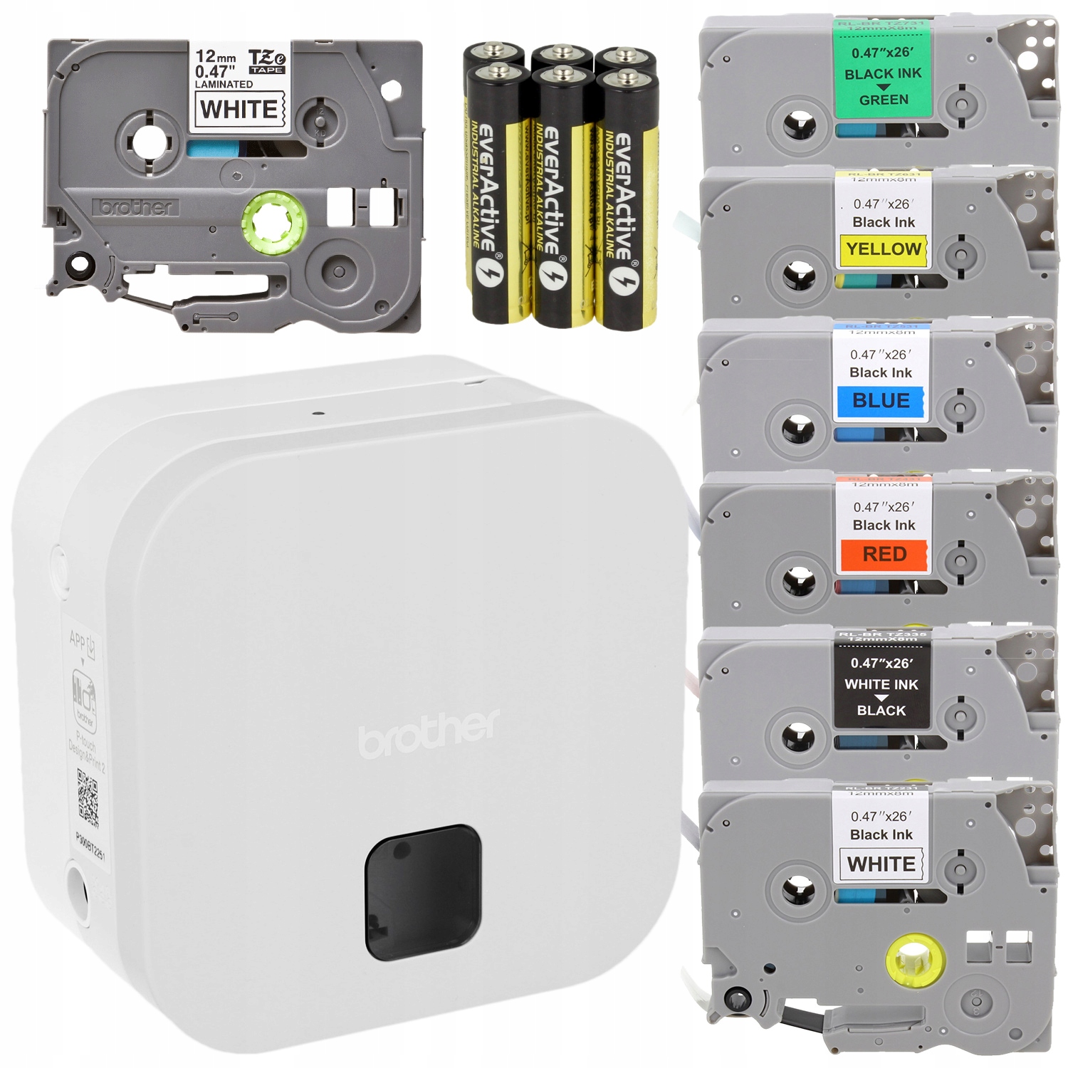 Drukarka Brother Cube PT-P300BT 6 taśm kolorowych TZe 6 baterii