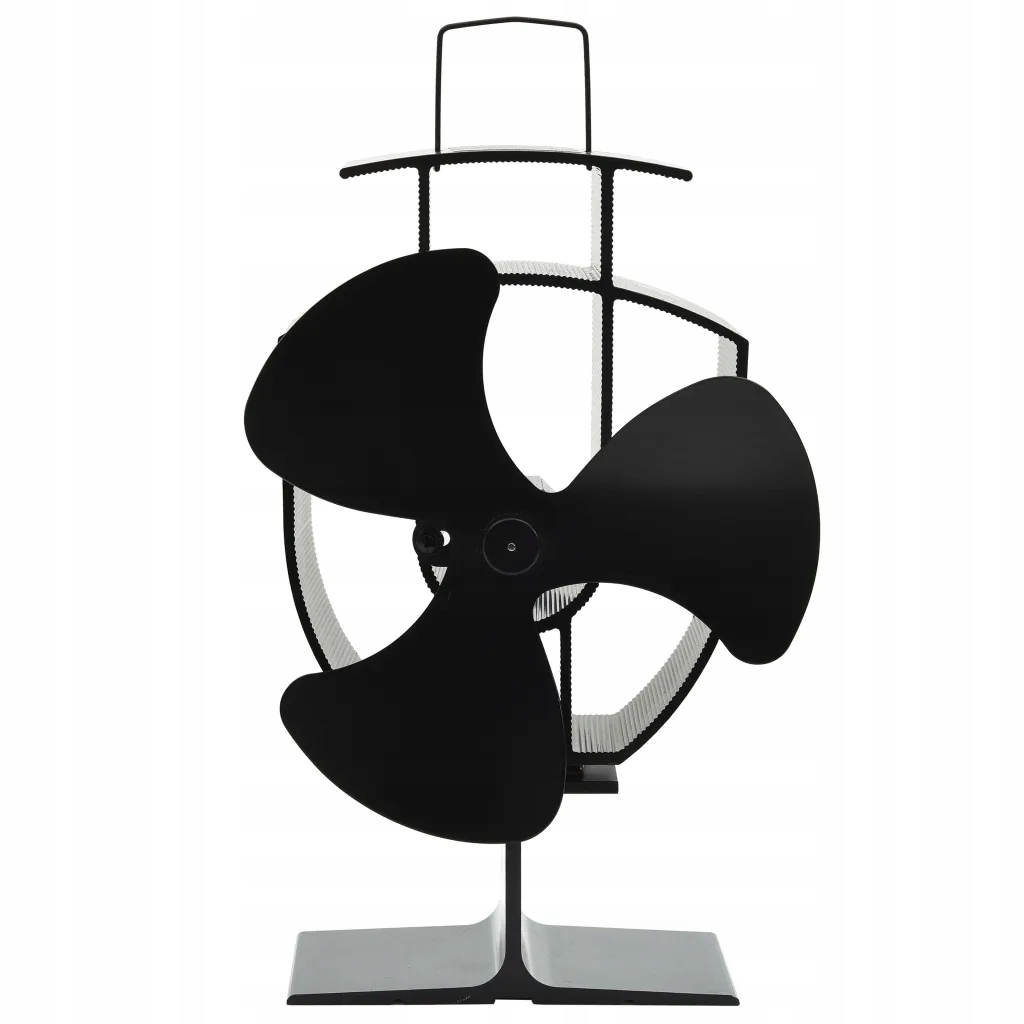 Tichý krbový ventilátor z eloxovaného hliníku, černý, 13,5 x 8,5 x 22,5 cm