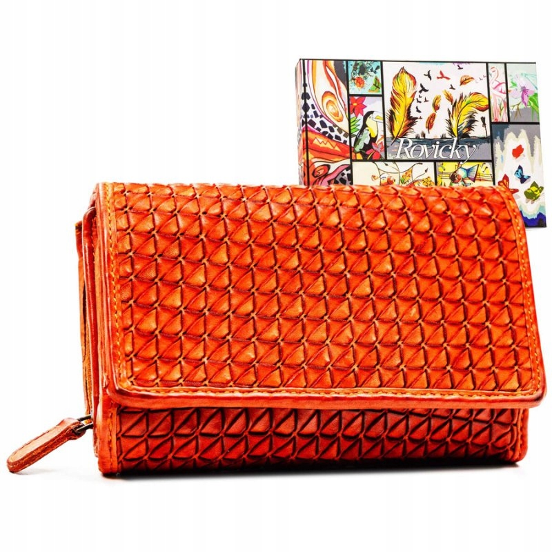 Dámská velká kožená peněženka s geometrickým Rfid vzorem Rovicky