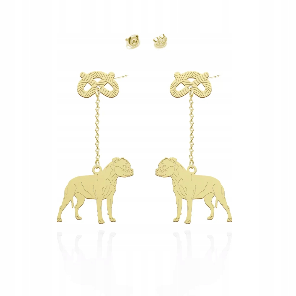 Náušnice Zlaté se stafordšírským bulteriérem 925 Žena Věnování Bonus