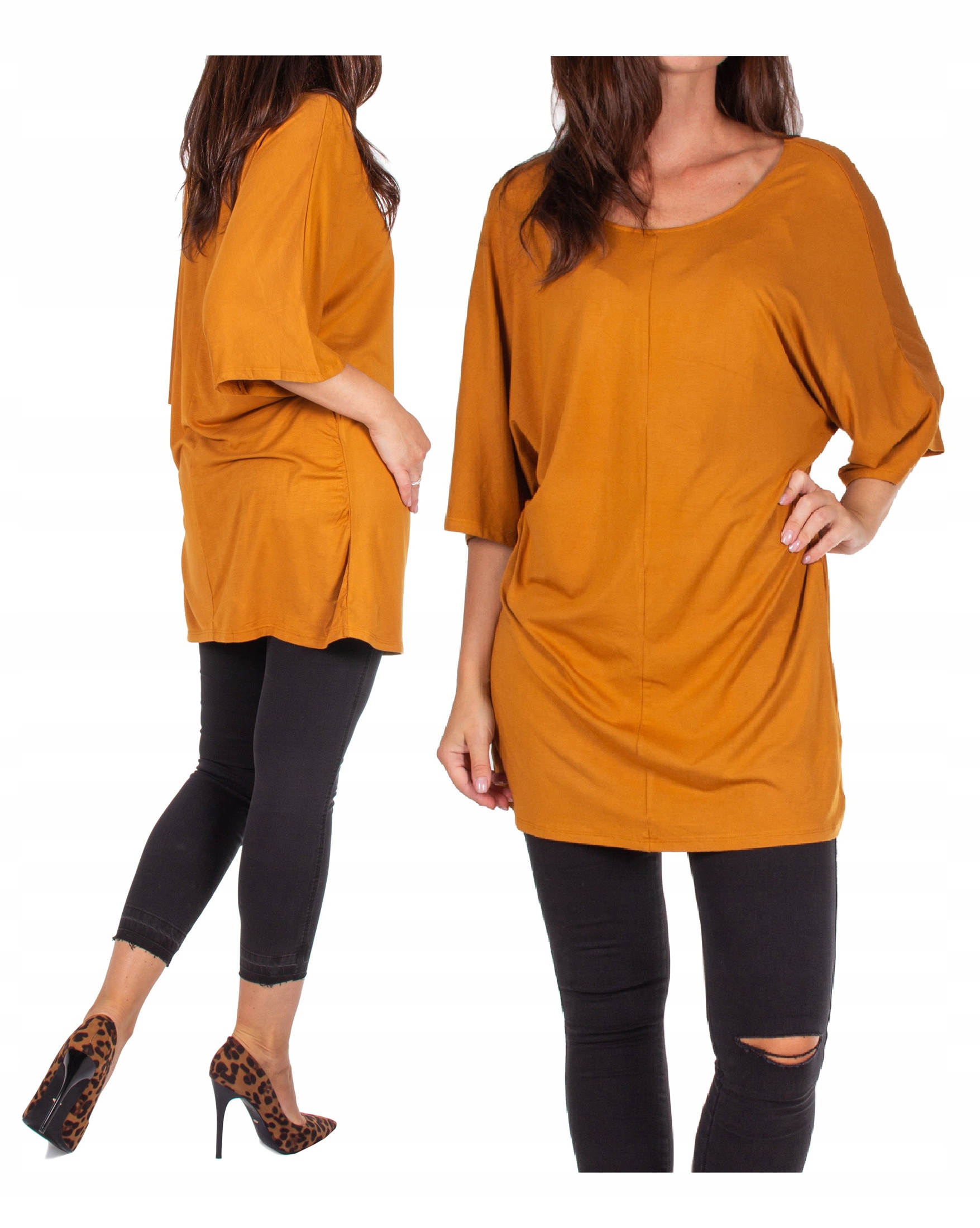 

wiskozowa Tunika Luźna Bluzka plus size Duże S