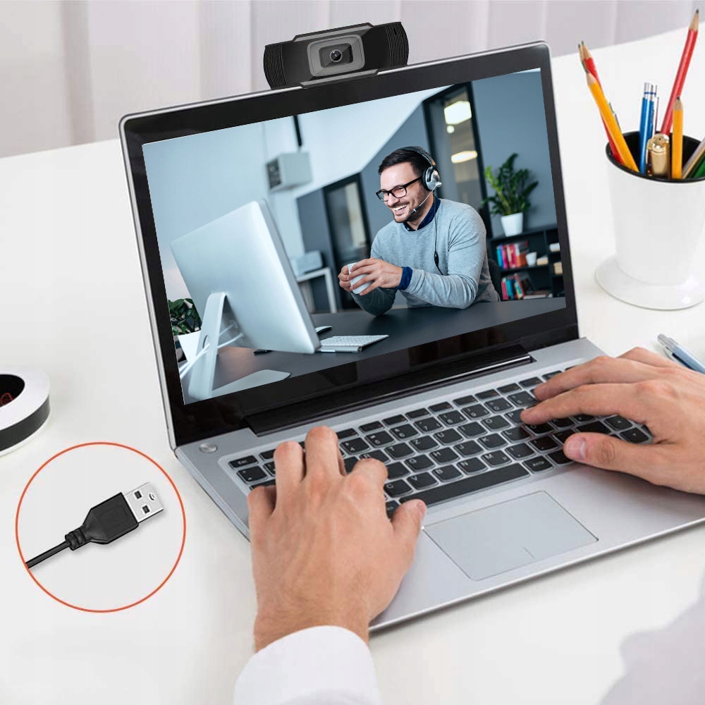 KAMERA INTERNETOWA DO LEKCJI ONLINE PRACY ZDALNEJ KONCERENCJI FULL HD 1080P Model 04519