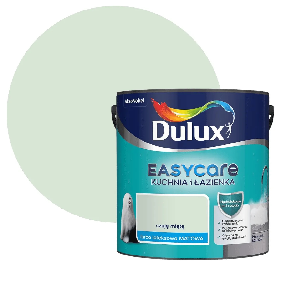 Dulux Easy Kuchnia Łazienka Czuję miętę 2,5L Mat Farba Do Ścian I Sufitów