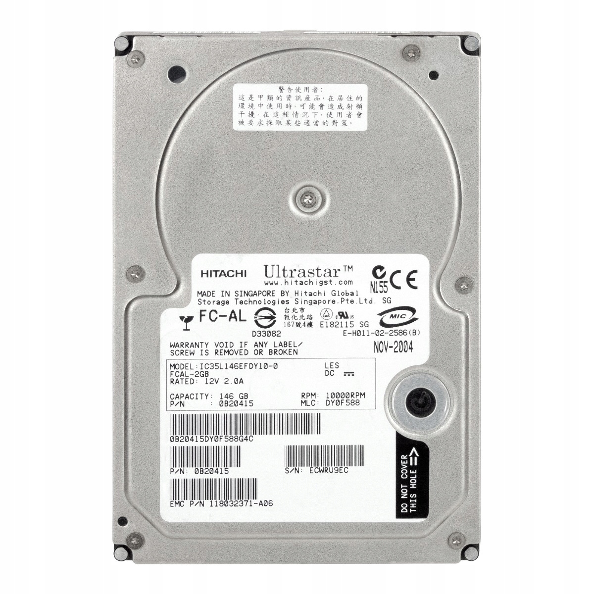 Emc IC35L146EFDY10-0 118032371-A06 146GB Fiber Channel 10000RPM 3,5"