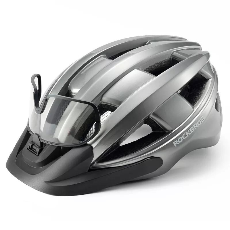 Kask Rowerowy Z Okularami Magnetycznymi Regulowany Lampka Led Daszek Lekki