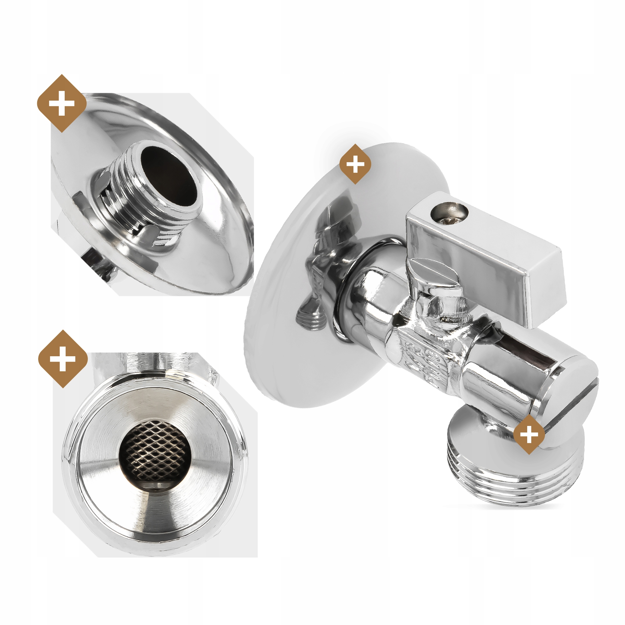 Zawór Kulowy KĄTOWY 1/2x3/4 GZ Filtrem Odcinający PRALKI ZMYWARKI BATERII Średnica przyłącza 1/2''