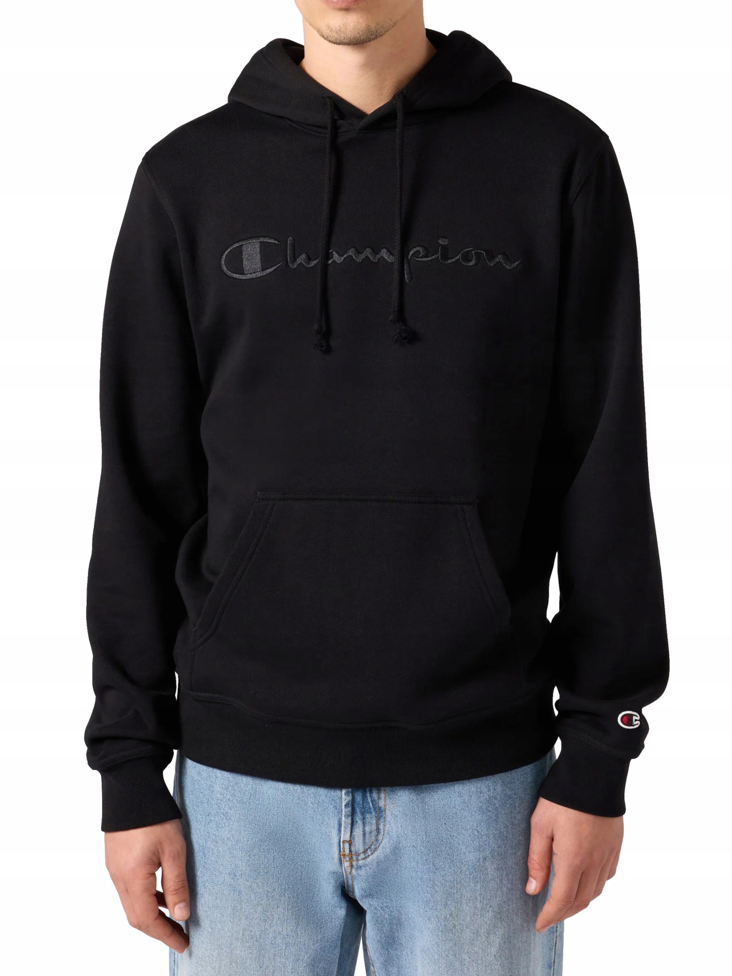 pánská mikina Champion 220271-KK001 s kapucí bavlněná černá teplá M