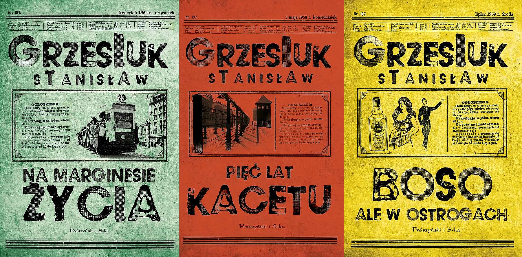 PAKIET 3 X GRZESIUK NA MARGINESIE ŻYCIA + PIĘĆ LAT KACETU + BOSO ALE W...