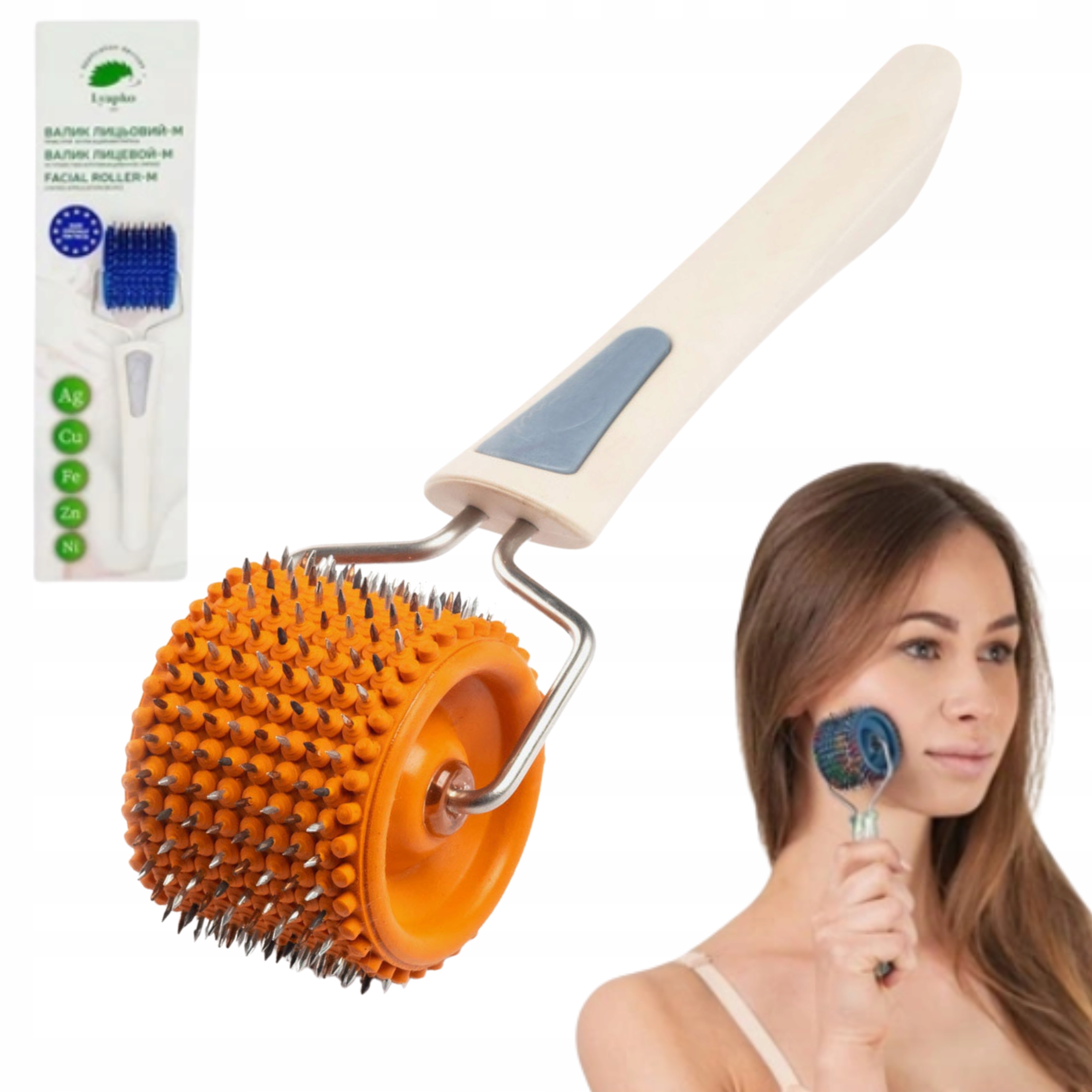 Lyapko Wałek Do Twarzy Aplikator Wieloigłowy 3,5MM Odprężający Pomarańczowy