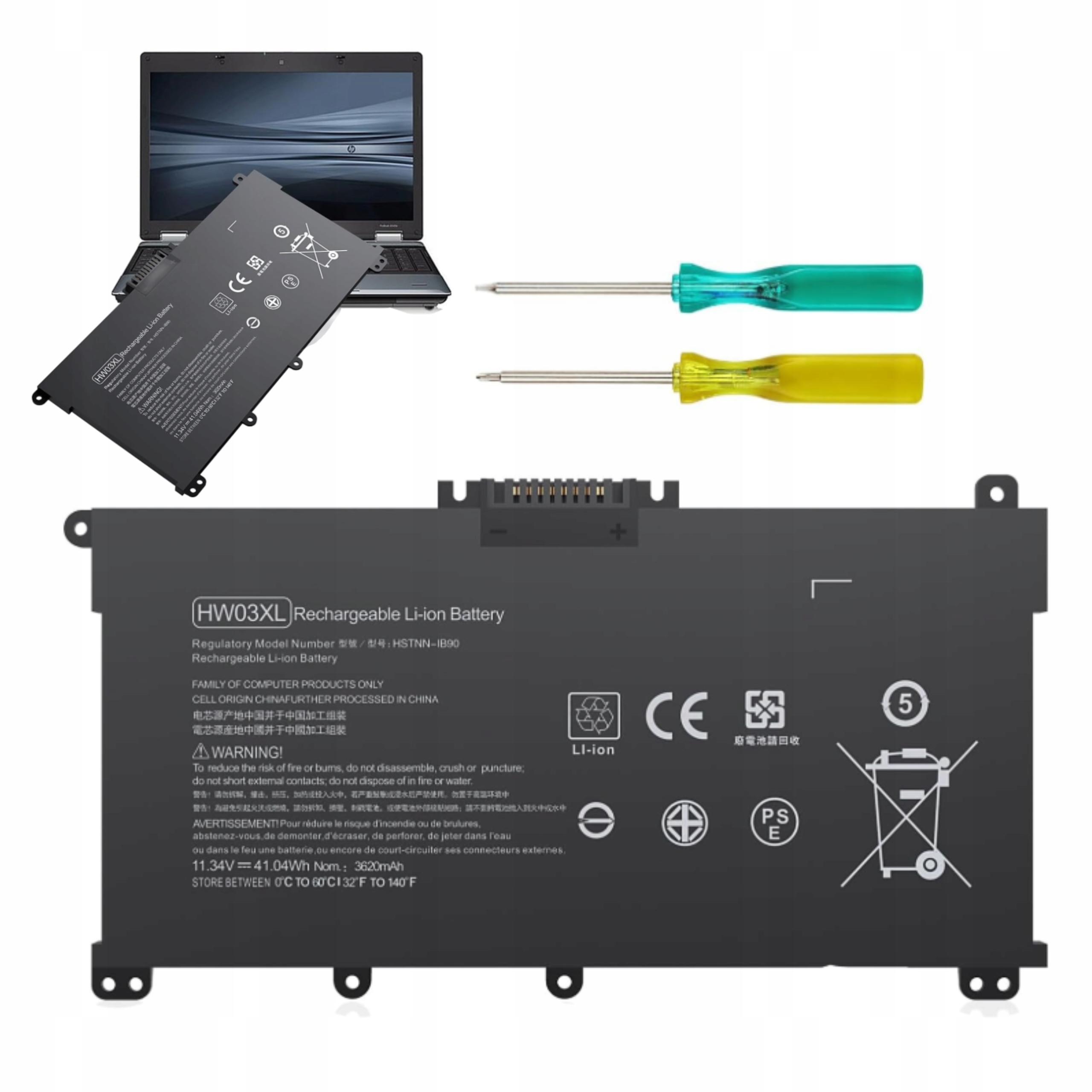 Baterie pro notebook HW03XL Hp Pavilion 15 17 11.34V 41Wh Náhrada Lit-Jon