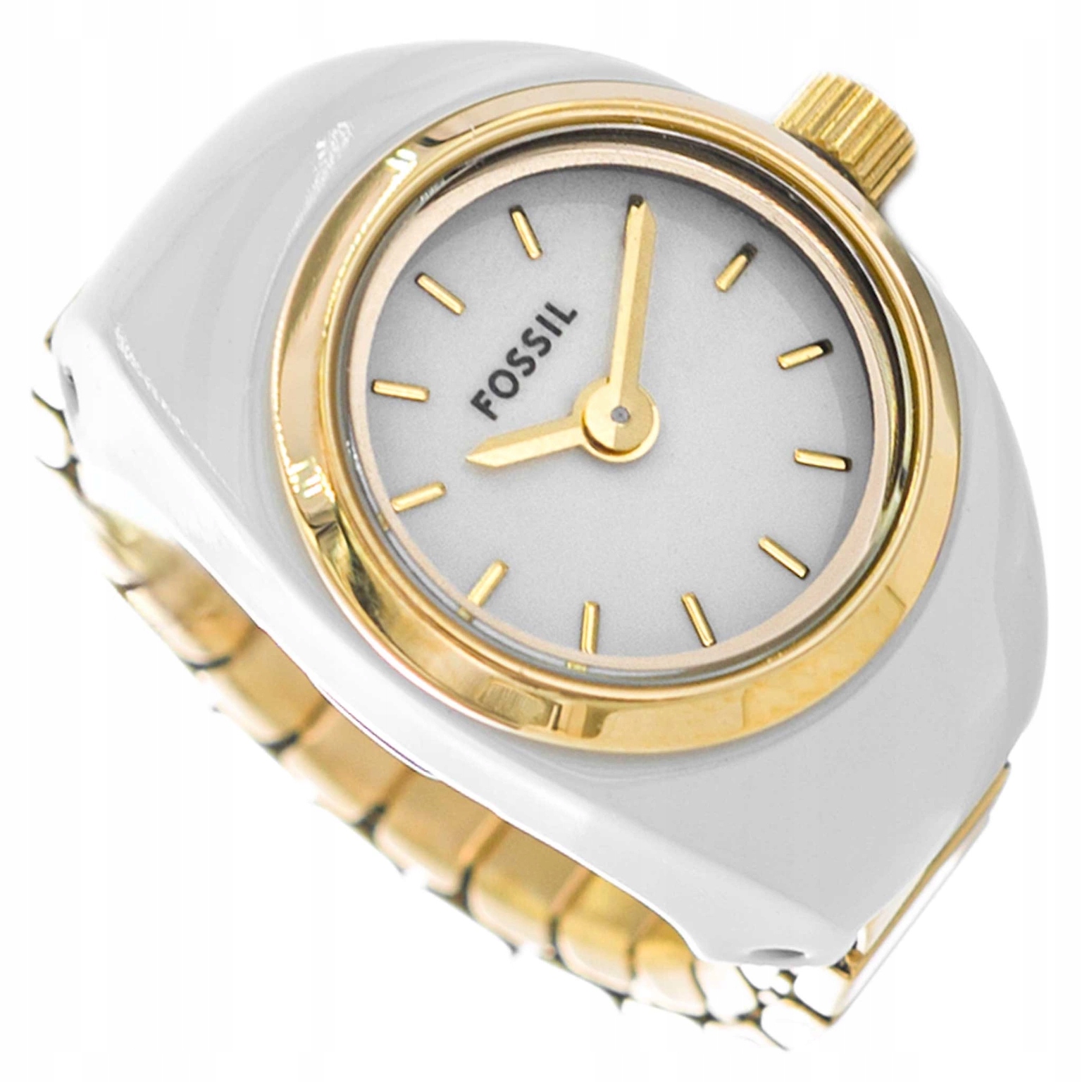 Dámské Hodinky Fossil ES5412 Watch Ring Prstýnek Elegantní Bílo-zlaté