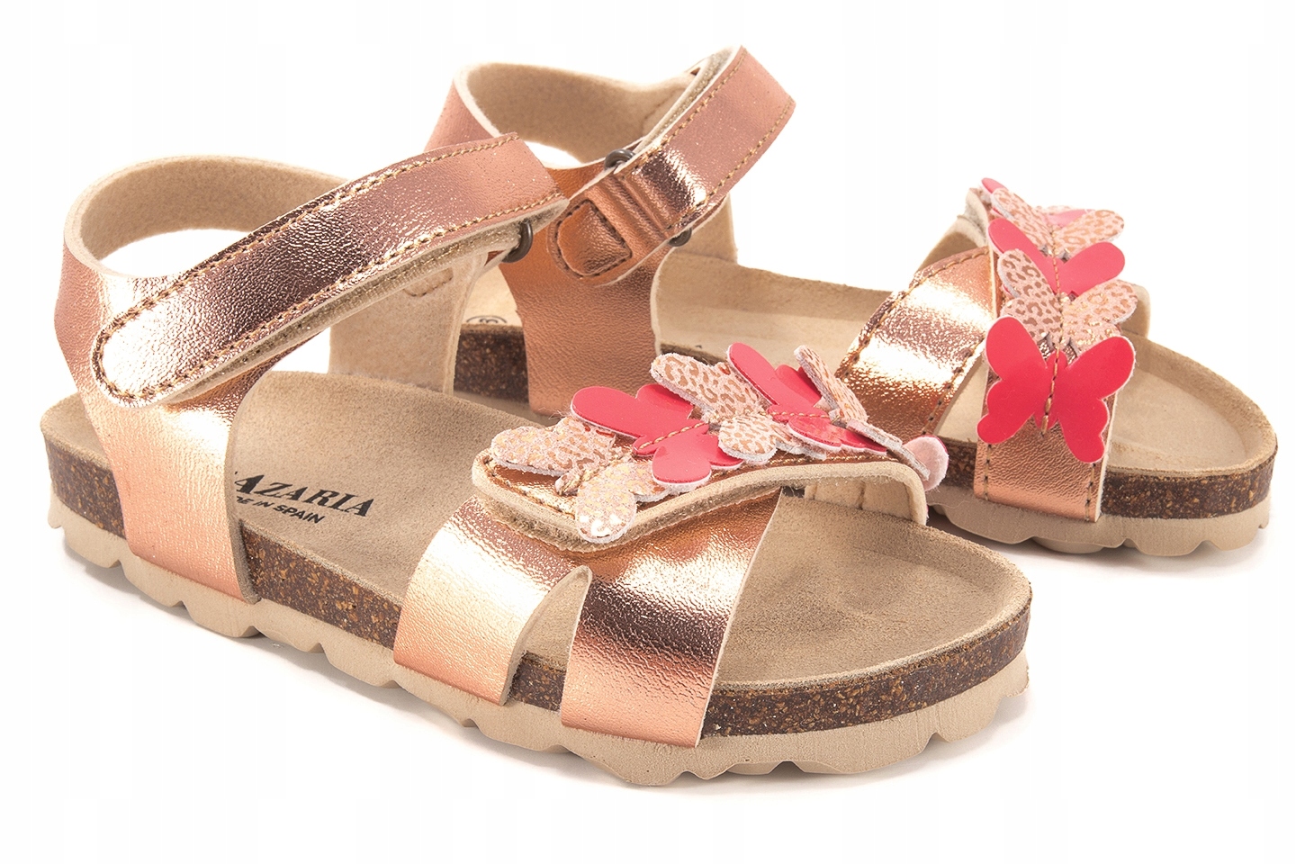 LA AZARIA 3044C03 SANDAŁKI DZIECIĘCE LATO FUSBETY SALMON RÓŻ MOTYLKI R 32