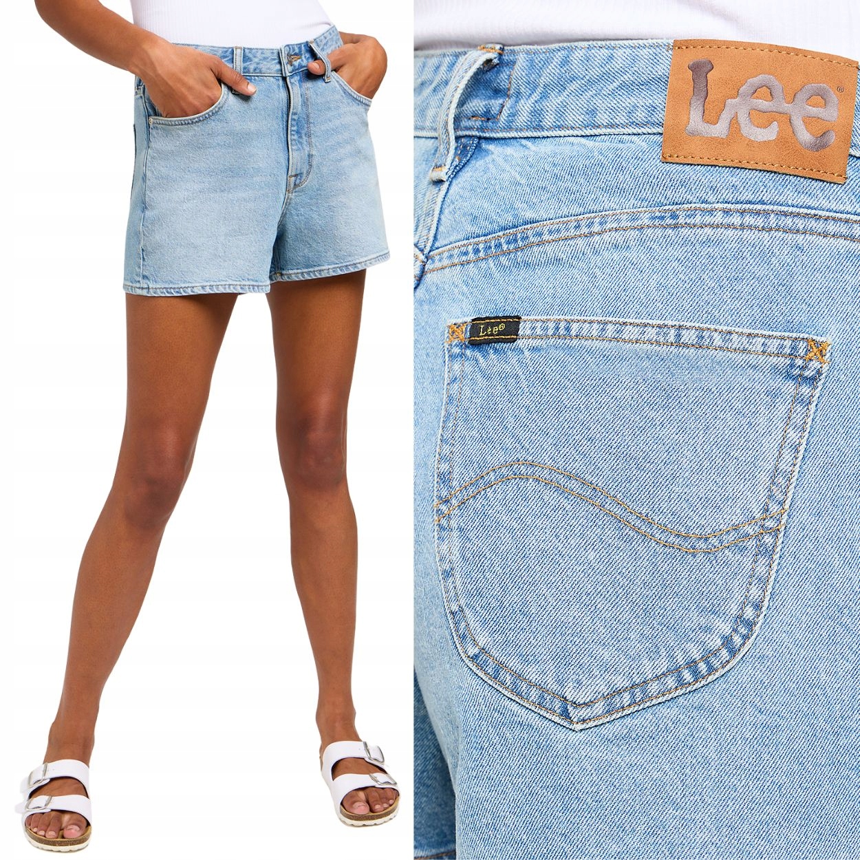 Lee Carol Short Regular Light Dew Džins vysoké šortky krátké kraťasy W31