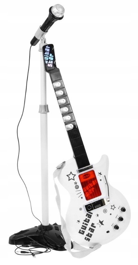 Gitara Elektryczna z Mikrofonem Statyw Wzmacniacz Bohater brak