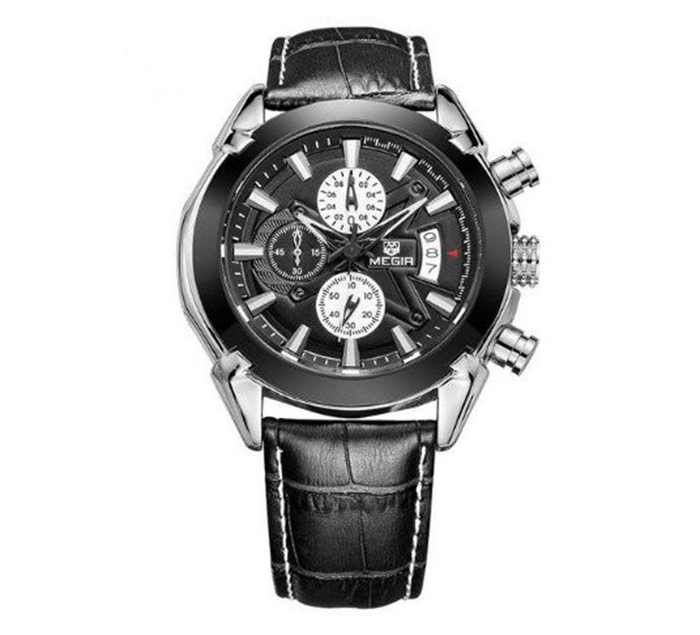 Pánské hodinky Megir pásek černý chronograf datumovka