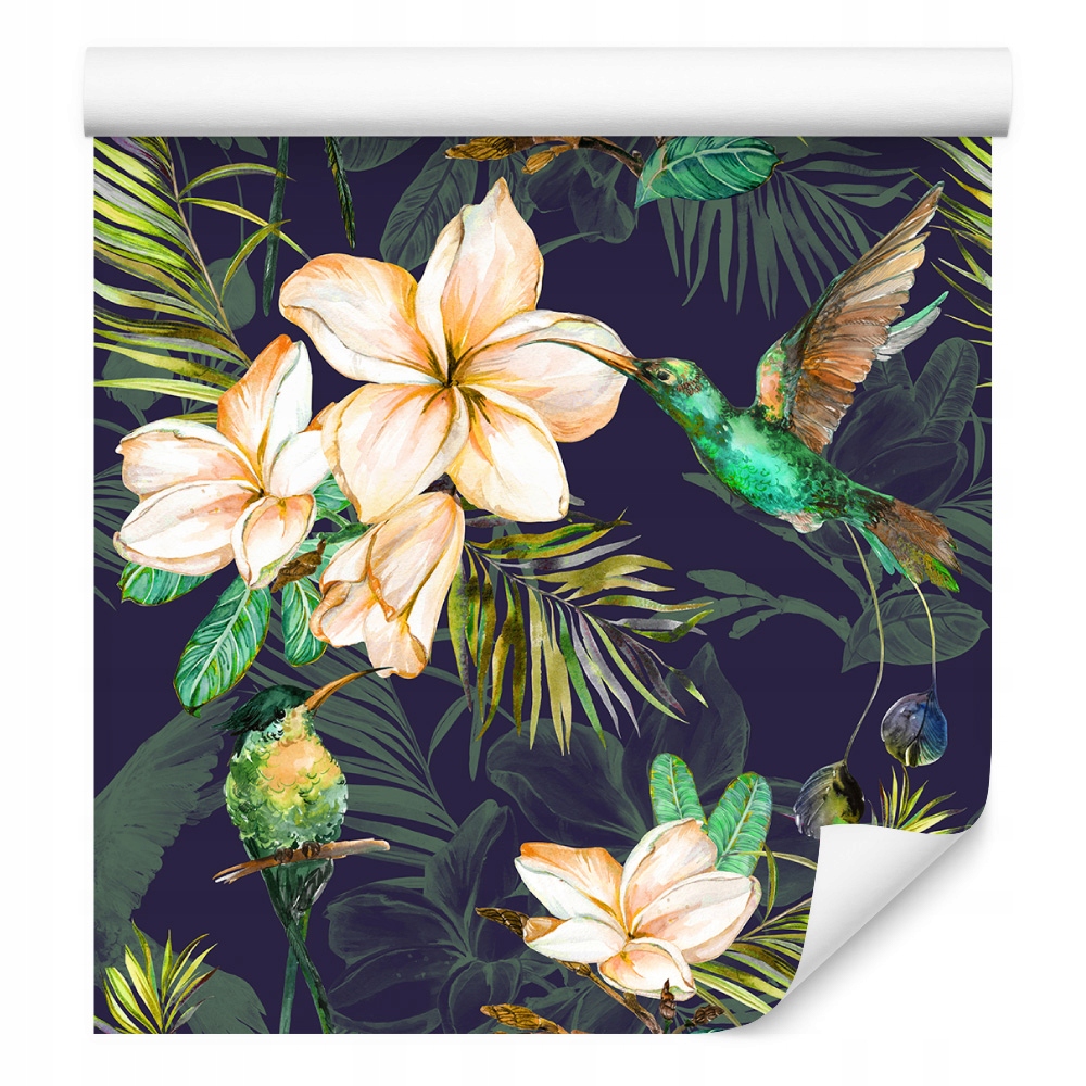 Tapeta do obývacího pokoje listy tropické ptáci příroda