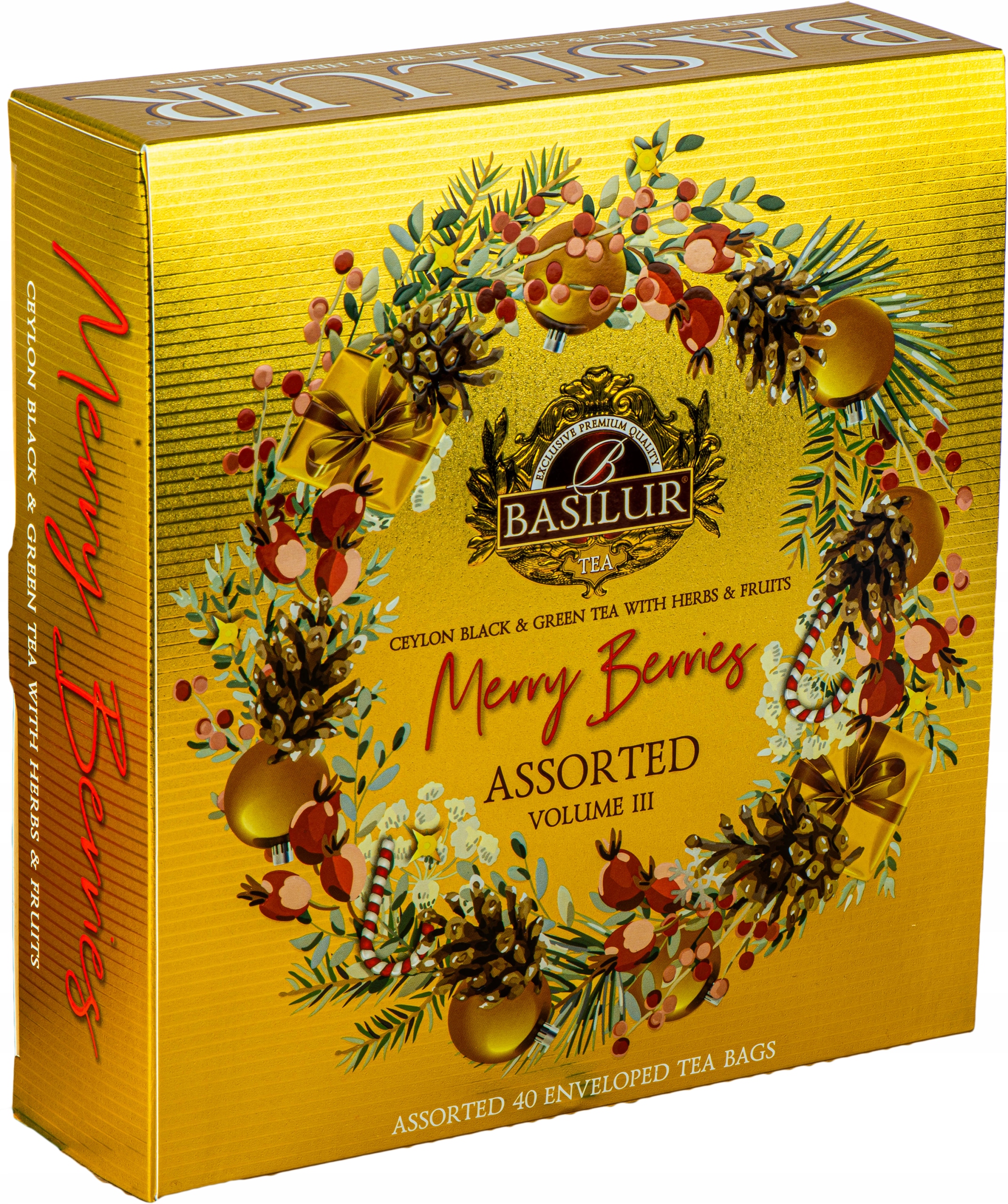 Levně Sada čajů 4 Vánoční Příchutě sáčky Dárek zlatý Basilur 40 ks