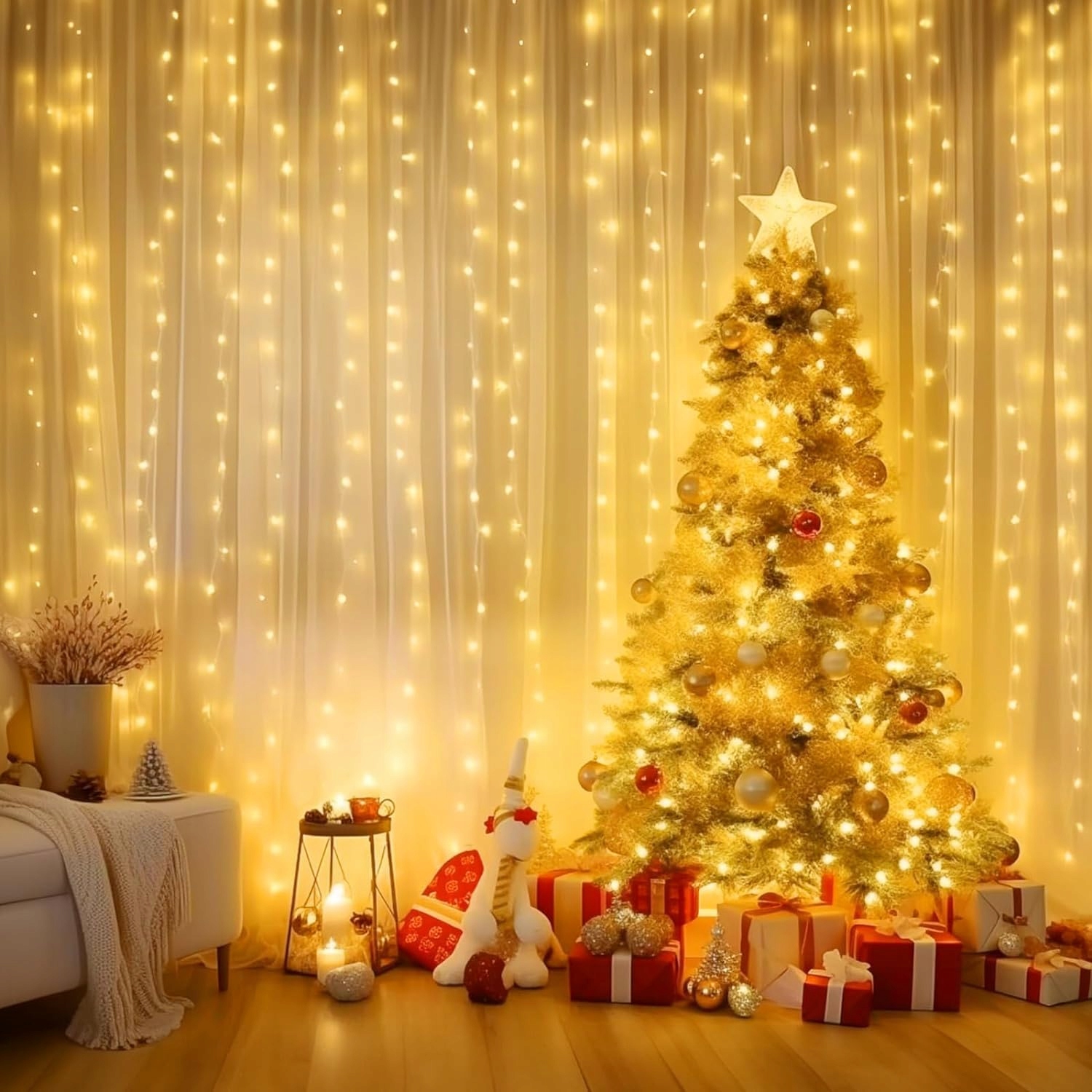 CERIAL Kurtyna Świetlna 4x2m 300 LED Białe Lampki Na Święta i Dekoracje — miniatura 10