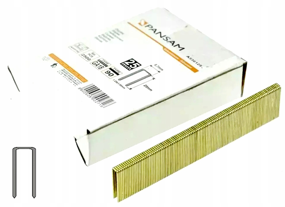 

Zszywki stolarskie 25mm GA18 Typ 90 2500szt Pansam