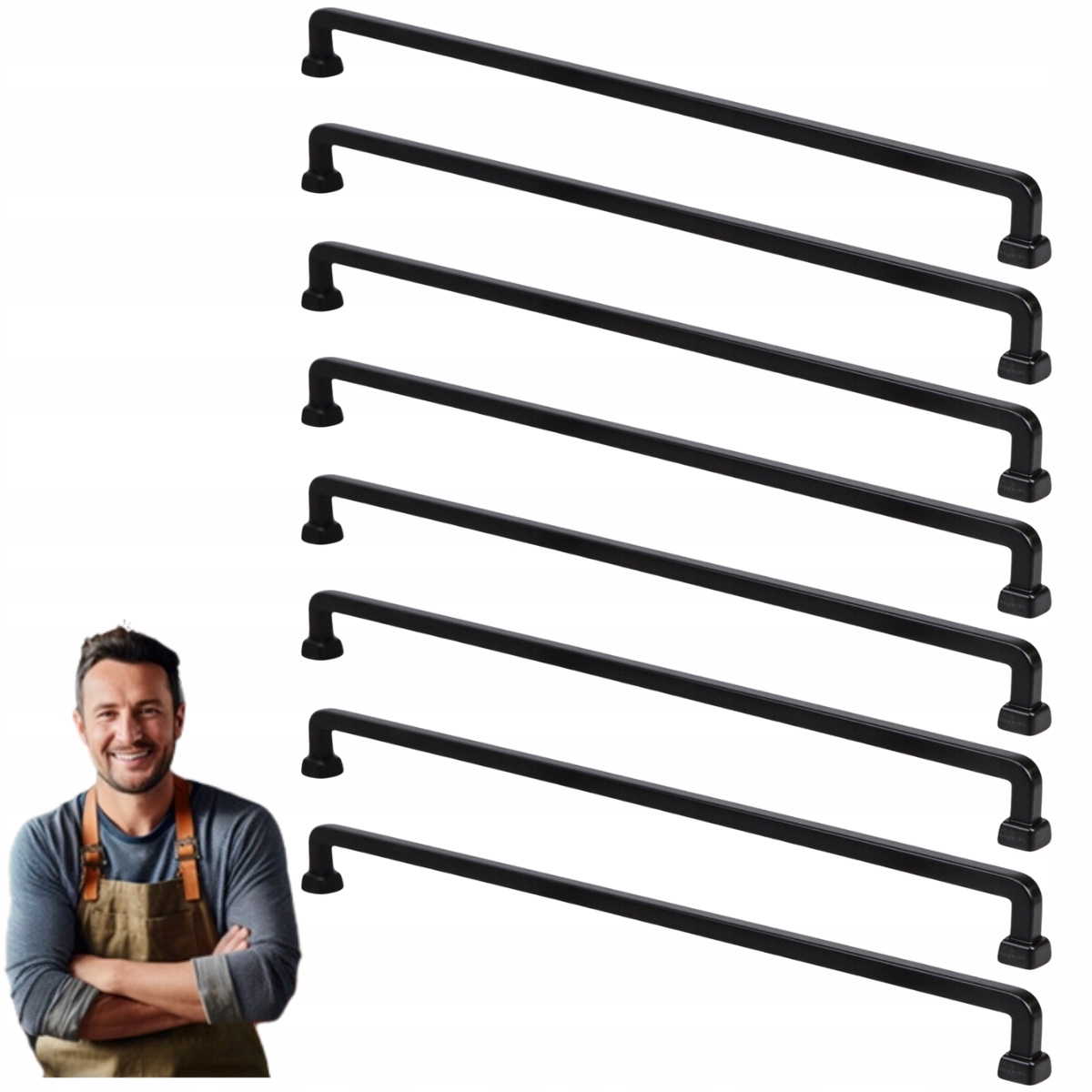 Nábytkový držiak do zásuvky skrinky Tulia 320 mm čierny mat 8ks