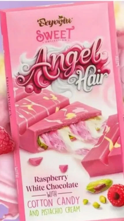 Czekolada biała Beyoglu z malinami i pistacjami 165 gX 2 Anielskie Włosy