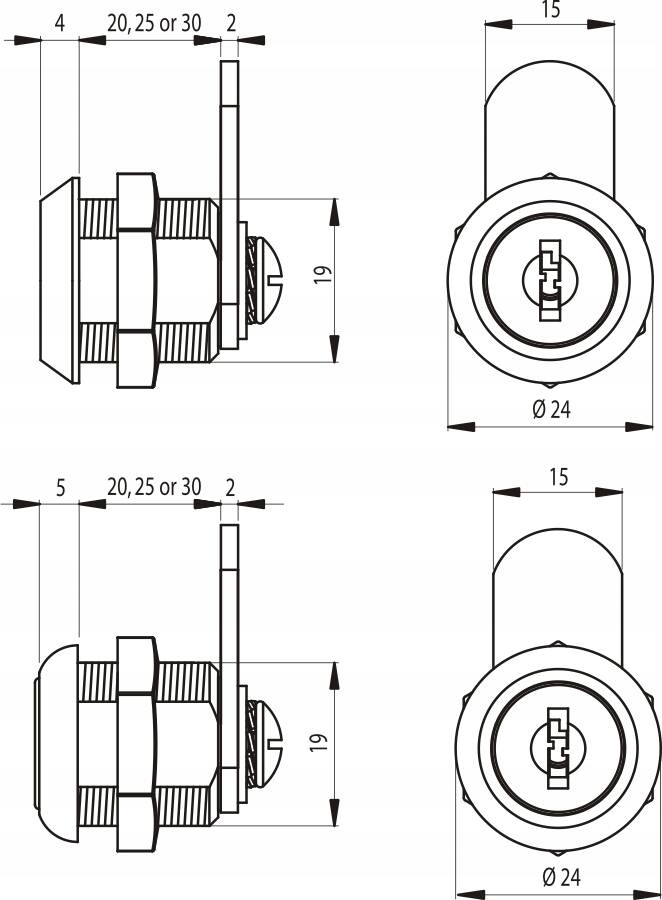 SISO ZAMEK SZKRZYNKOWY MEBLOWY DŁUGI DO SZAFEK Długość 25 mm
