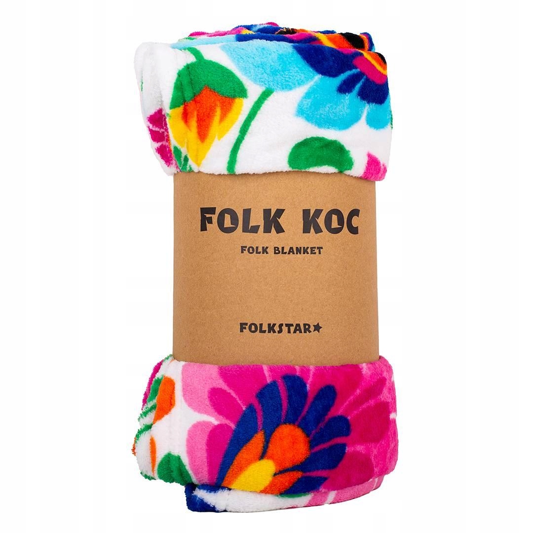 Deka 150x200 cm Folkstar bílá velká, teplý barevný łowicz vzor