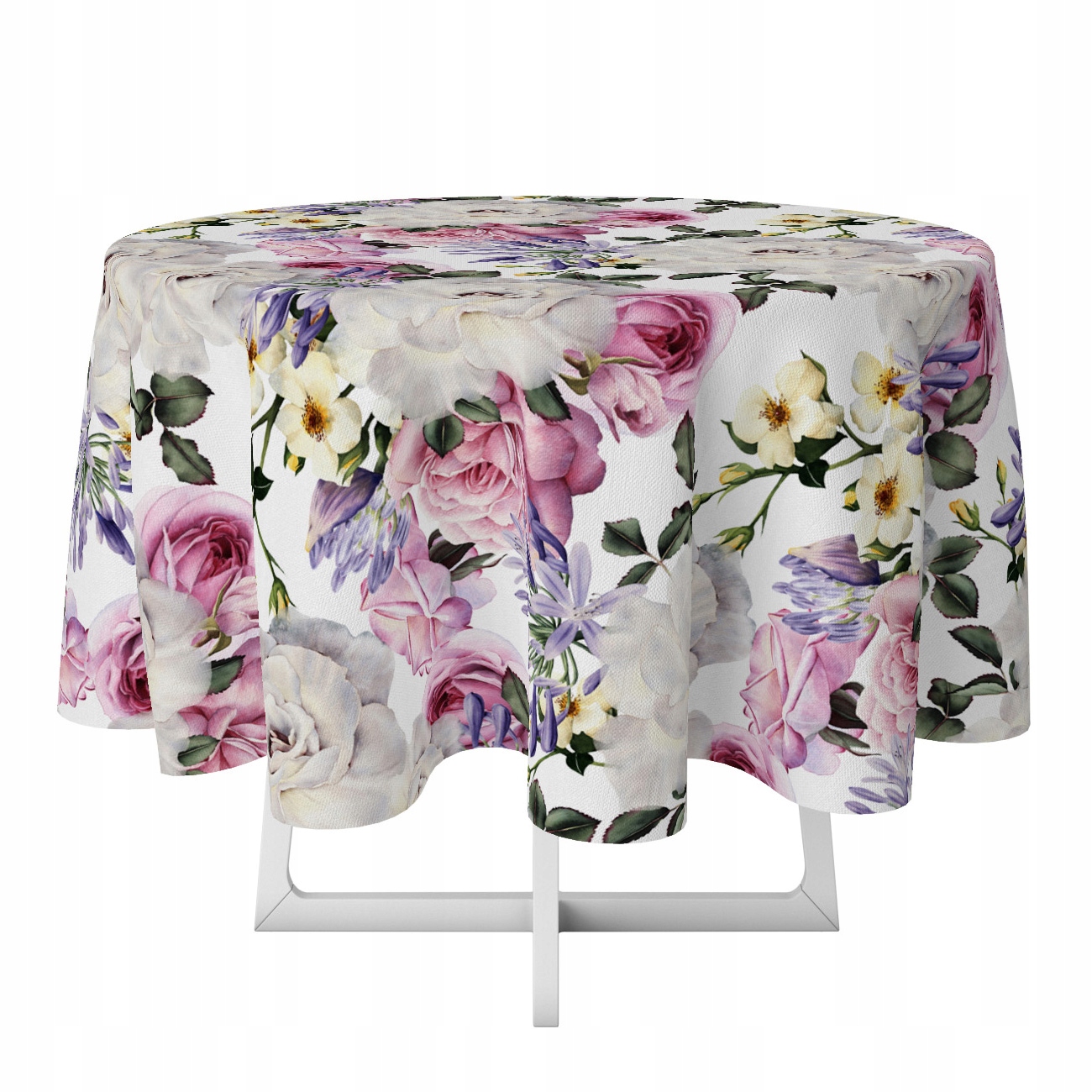 OBRUS DEKORACYJNY KOŁO 140 WZÓR RÓŻA HERBACIANA