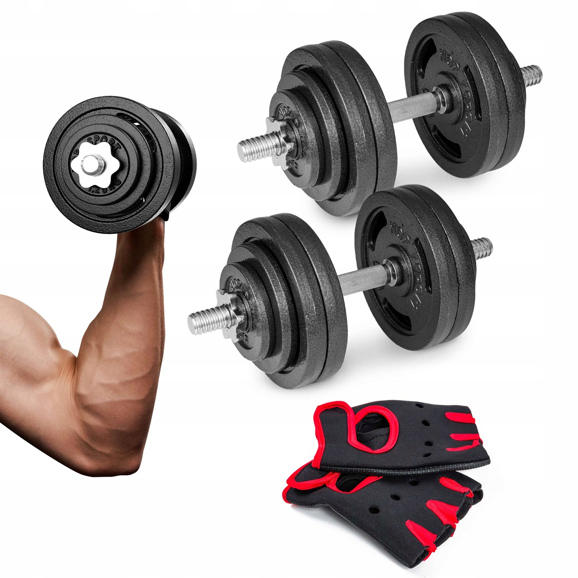 

Hantle Żeliwne 2x30kg zestaw rękawiczki