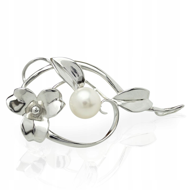 Stříbrná Brož S Pravou Perlou Přívěsek