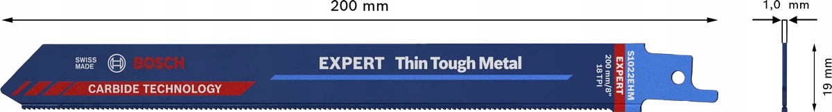 Brzeszczot pił szablastych S 1022 EHM 200 mm BOSCH EAN (GTIN) 4059952534534