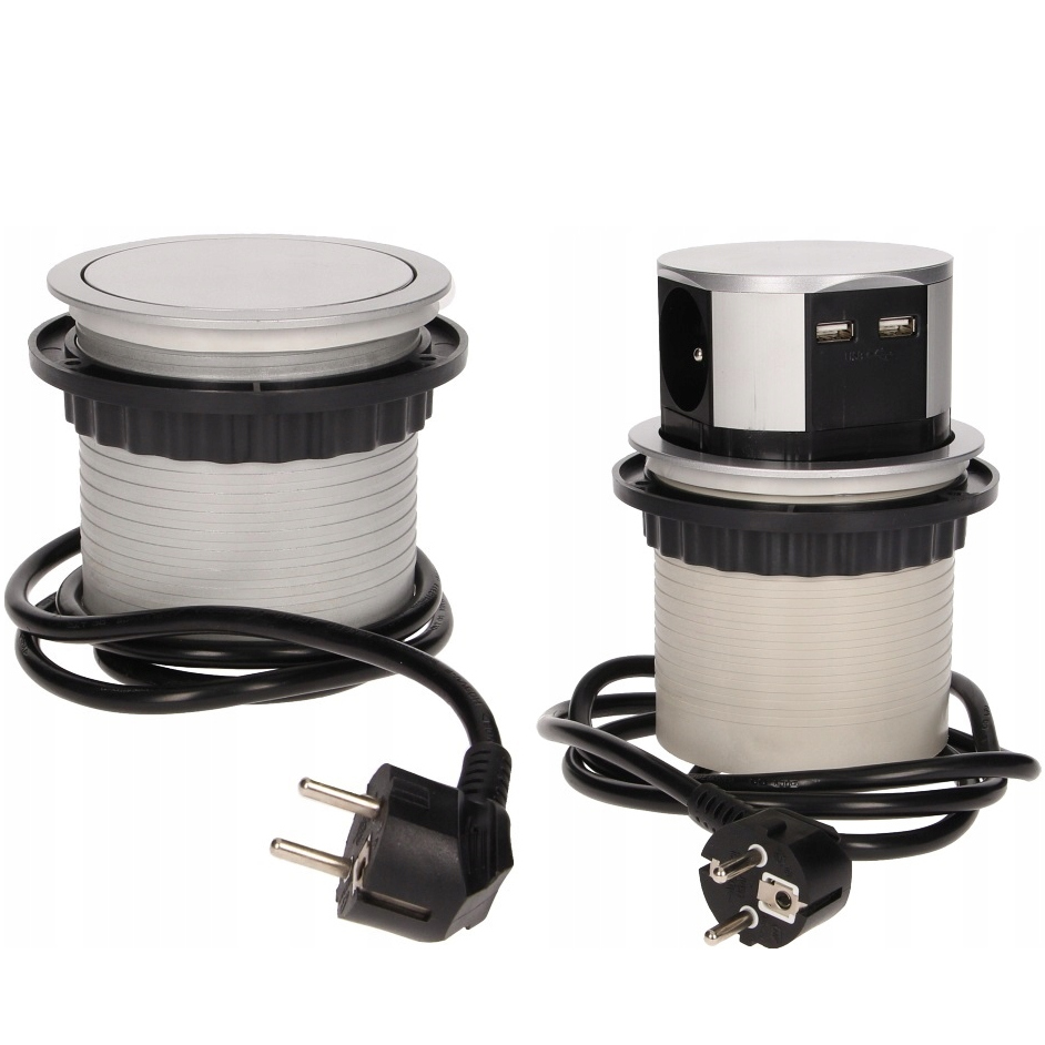 

Gniazdo meblowe wpuszczane w blat 3x230V 2xUSB