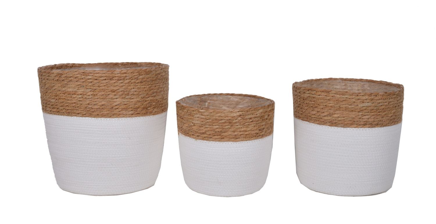 Doniczka jutowa osłonka biała beżowa KOSZ 24 cm Marka Ewax