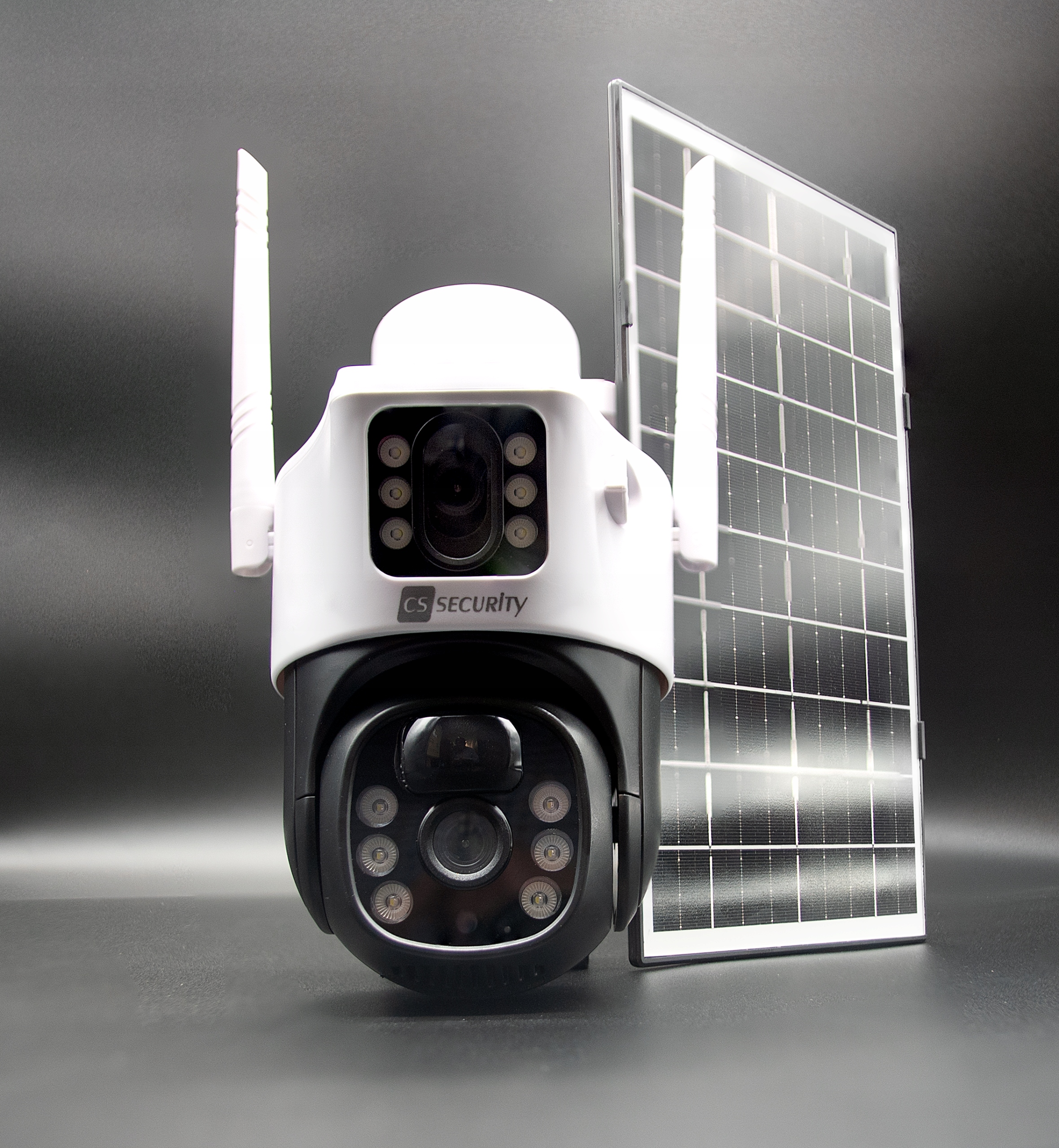 OBROTOWA ZEWNĘTRZNA KAMERA SOLARNA 2 OBIEKTYWY 4G/LTE SIM 8MP APKA GŁOŚNIK Model S111-4GW-SCV09