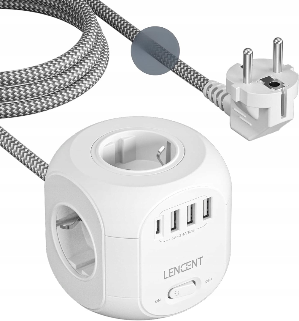 Ochranná Lišta Proti Přepětí 8v1 4 Zásuvka 3 Usb-a 1 Usb-c