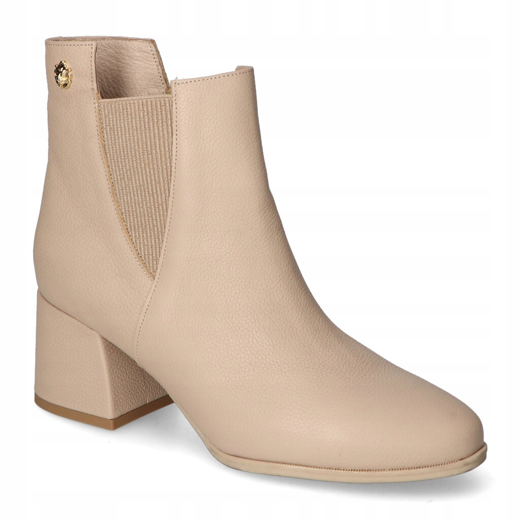 

Karino 4446/001 beżowe lico botki na obcasie skóra