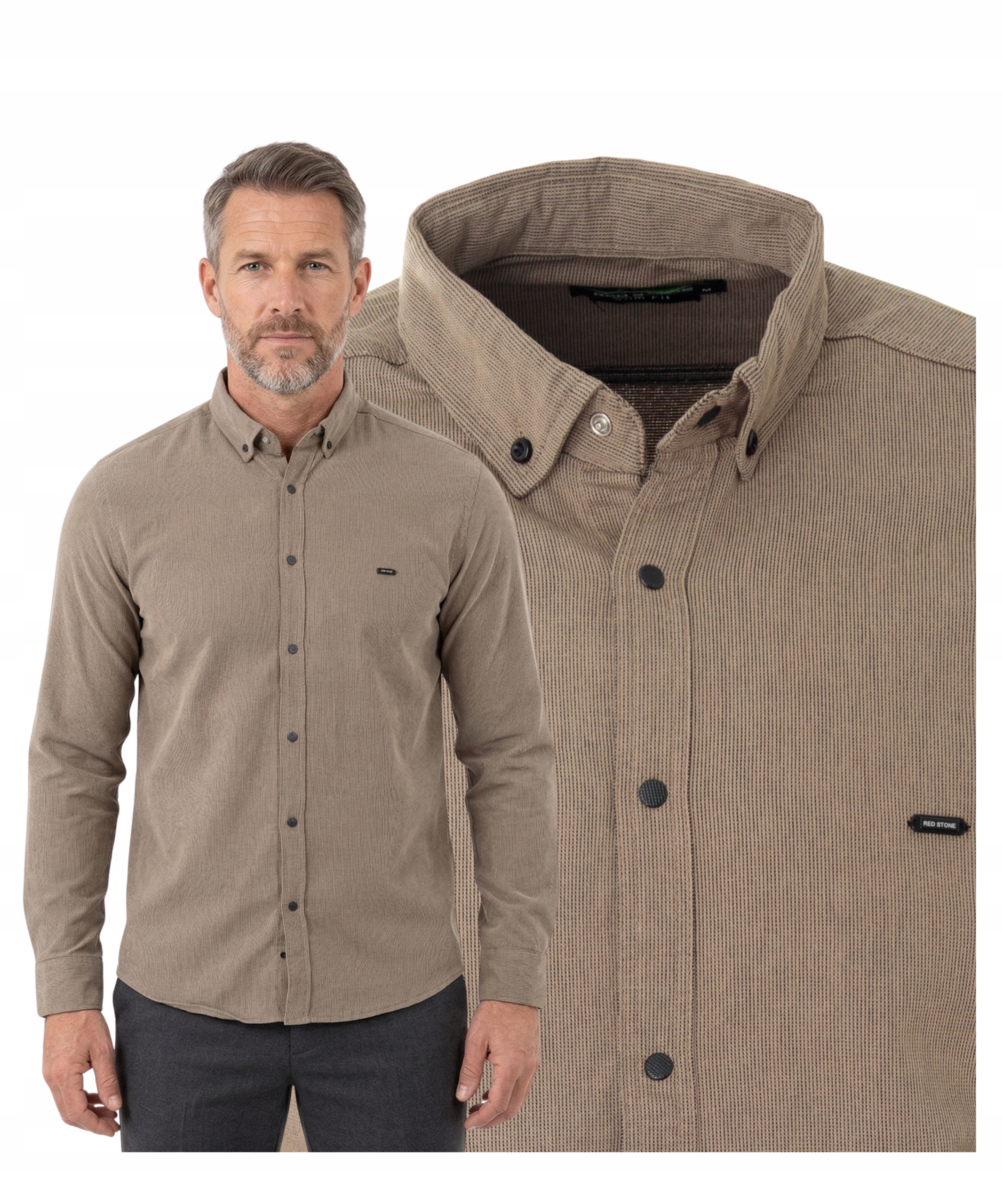 Koszula męska z długim rękawem stylowa Polo rozpinana Casual Bawełna R. XL