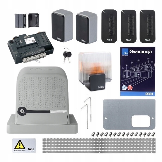Zestaw NICE ROBUS RBS600 24V 600kg + 3 PILOTY MYGO4 + LAMPA ELDC +LISTWA 5M