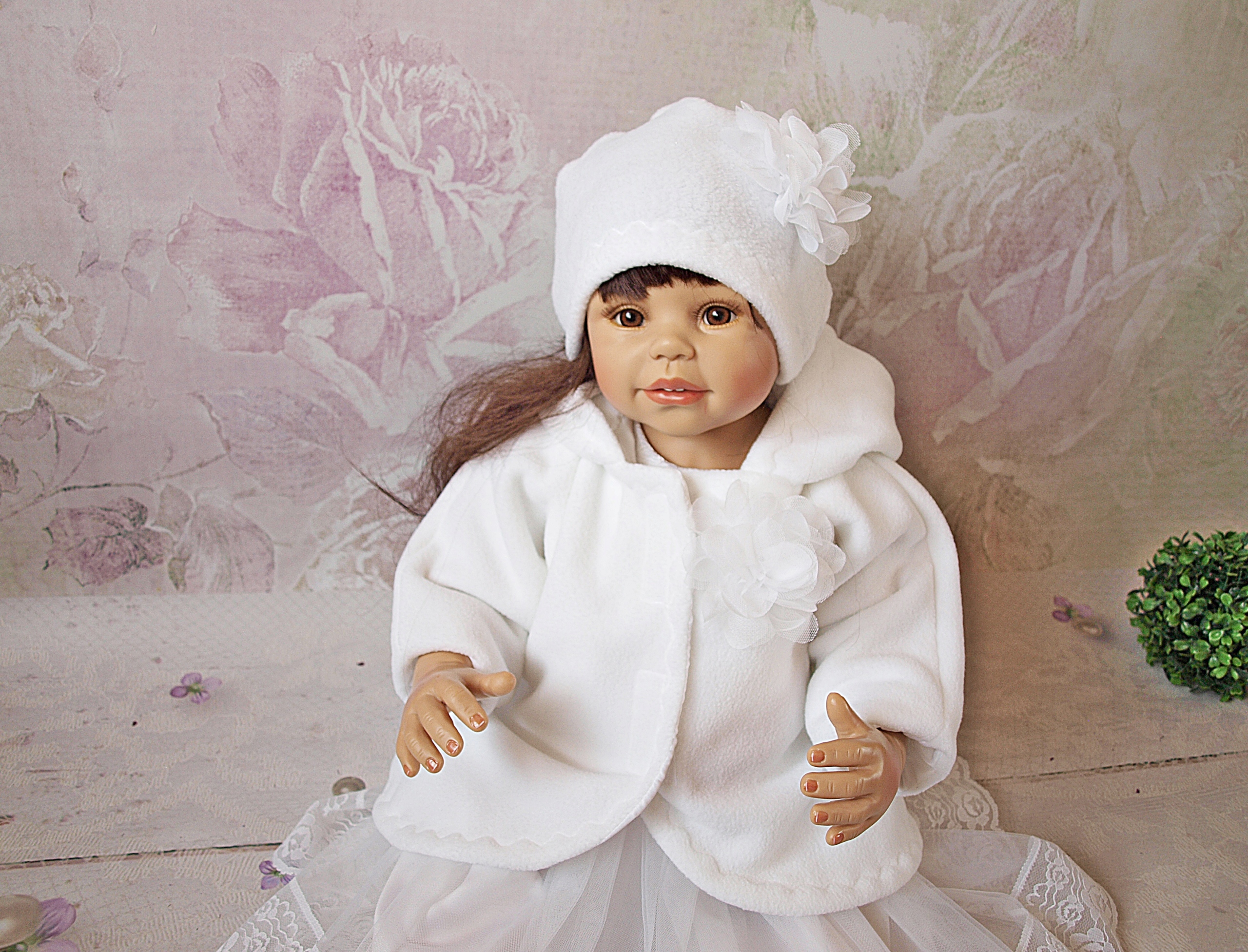 BIAŁY POLAROWY PŁASZCZYK DO CHRZTU ROZM. 62 LUB 68 Płeć Dziewczynki