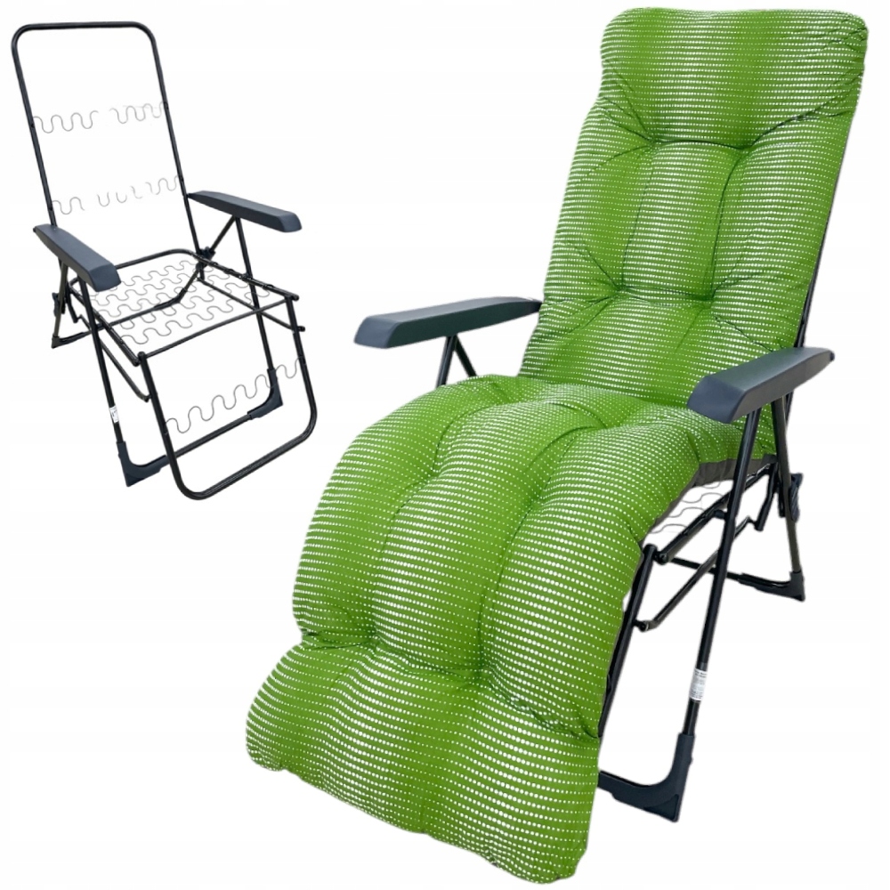 Leżak Fotel Ogrodowy Poduszka Plażowy Turystyczny Rozkładany Malaga Zielony