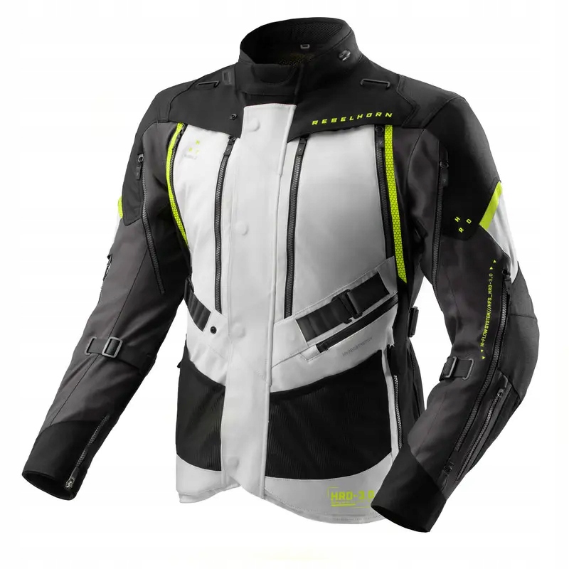 Textilná motocyklová bunda Rebelhorn Hardy 3.0 Grey/Yellow Fluo M