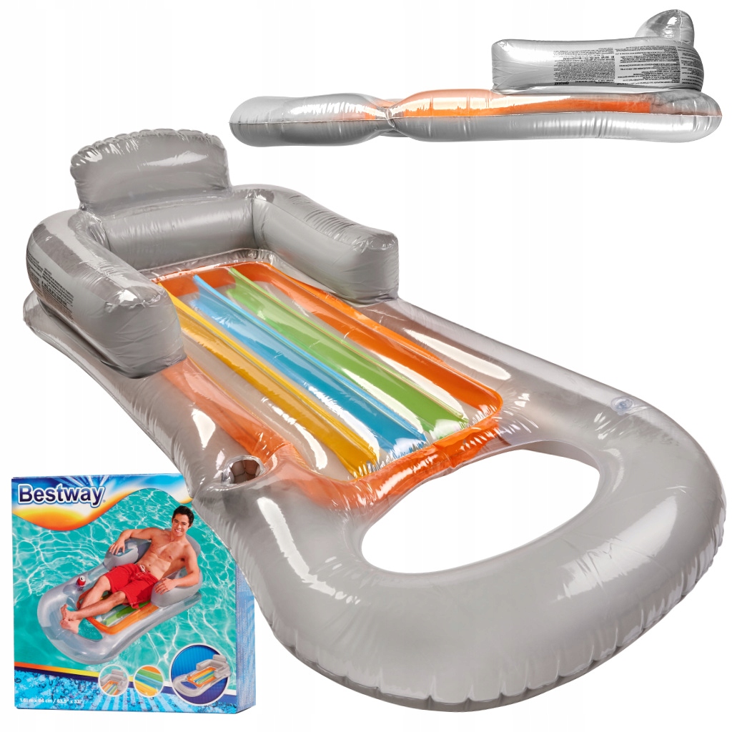 BESTWAY 43028 MATERAC LEŻAK DMUCHANY FOTEL Z OPARCIEM NA PLAŻĘ do PŁYWANIA