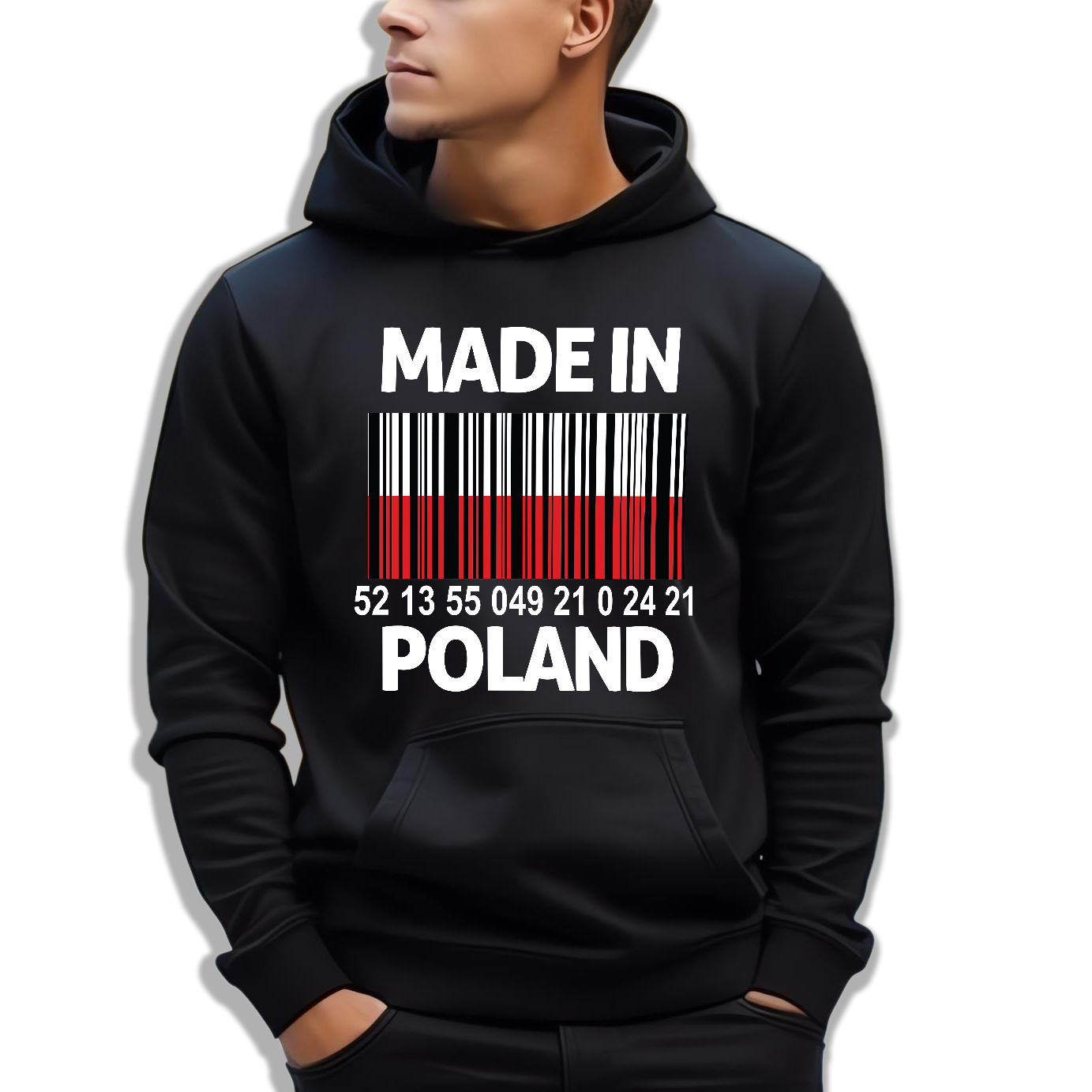 Pánská Mikina Černá s kapucí Made In Poland Patriotismus Vlast Vzory L