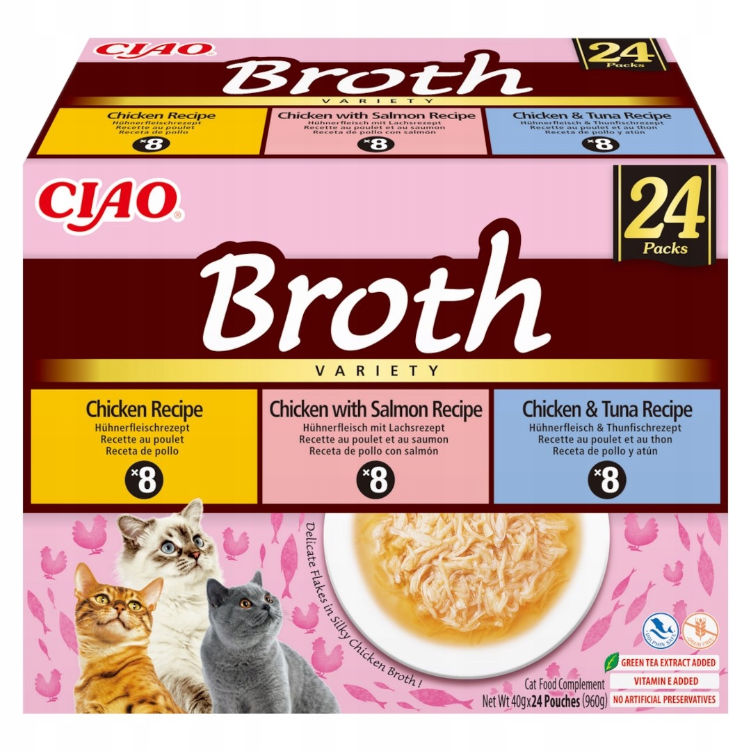 Inaba Cat Ciao Broth Chicken,fish 24x40g